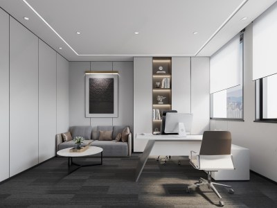 现代经理办公室3D模型下载